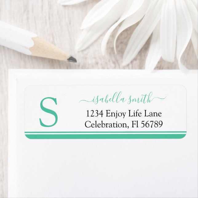 Monogrammed Initial Spring Green Return Address (Insitu)