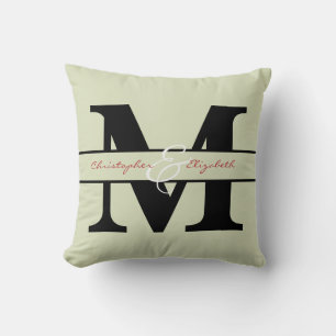 Monogrammed initial w/ names on front & back cushion