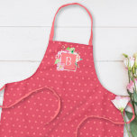 Monogrammed Initial Watercolor Pink Coral Floral  Apron<br><div class="desc">Fun design features a stylish personalised single monogrammed initial added toclassic polka dot pattern in pink coral on a hot pink background with a botanical watercolor floral accent. Great creative gift idea for the person who likes to be stylish in the kitchen! The custom colour straps are pink coral and...</div>