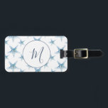 Monogrammed Initial Watercolor Starfish Luggage Tag<br><div class="desc">This starfish luggage tag features coastal watercolor art by Victoria Grigaliunas of DoTellABelle in shades of blue. Personalise the template fields with your name,  monogram,  telephone number and address.</div>