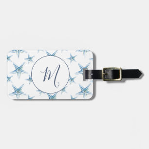 Monogrammed Initial Watercolor Starfish Luggage Tag