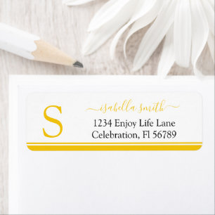 Monogrammed Initial Yellow Return Address