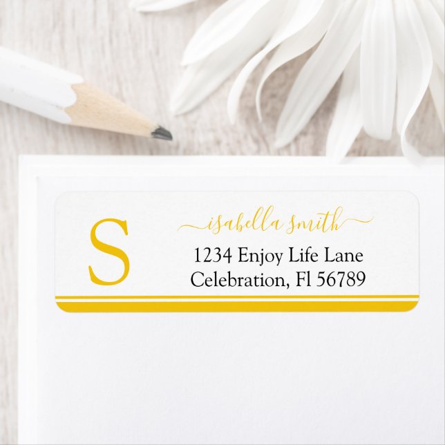 Monogrammed Initial Yellow Return Address (Insitu)