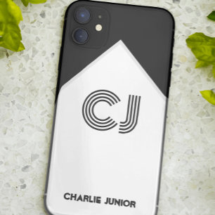 Monogrammed initials Black and white retro Case-Mate iPhone Case