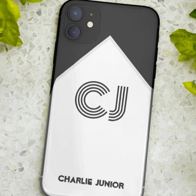 Monogrammed initials Black and white retro Case-Mate iPhone Case (Creator Uploaded)