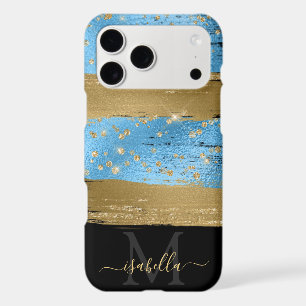 Monogrammed Initials Black Blue Gold