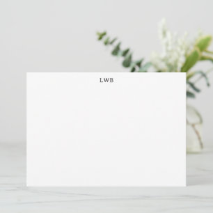 Monogrammed Initials Black White Modern Stationery Card