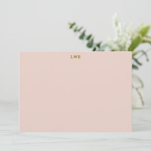 Monogrammed Initials Blush Pink Modern Stationery Card