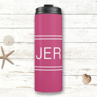Monogrammed Initials Drinkware Chic Girly Hot Pink