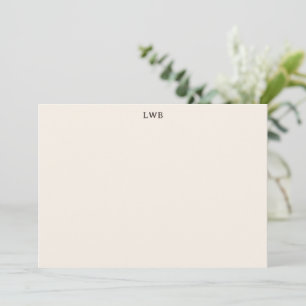 Monogrammed Initials Ivory Cream Modern Stationery Card