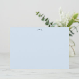 Monogrammed Initials Light Blue Modern Stationery Card