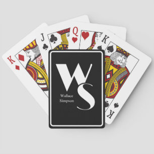 Monogrammed Initials Name Black & White Playing Cards