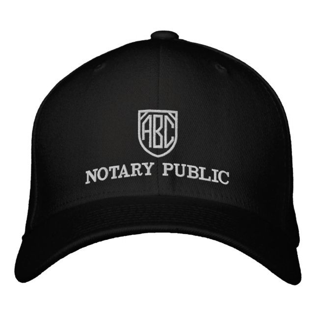 Monogrammed Initials Notary Public Customised Embroidered Hat (Front)