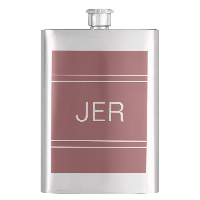 Monogrammed Initials Personalised Drink Trendy Red Hip Flask (Front)