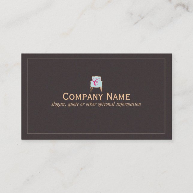 Monogrammed Interior Designer Business Card (Front)