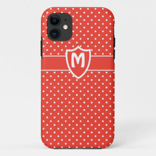 Monogrammed iPhone 5 Case, Red Polka Dots 11 Case