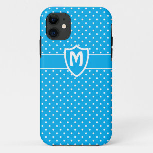 Monogrammed iPhone 5 Case, Turquoise Polka Dots Case-Mate iPhone Case