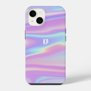 Monogrammed Iridescent Girly Abstract Contemporary iPhone 14 Case