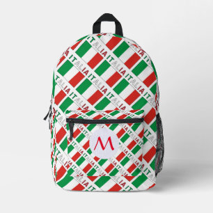 Monogrammed Italiana Bandeira Tiled  Printed Backpack