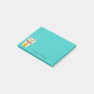 Monogrammed Japanese Waving Maneki Neko Cat Post-it Notes