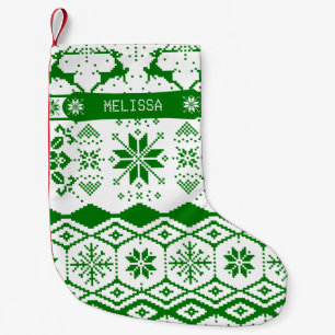 Monogrammed Knitted Christmas Reindeer Small Christmas Stocking