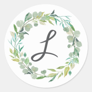 Monogrammed L Round Sticker, Envelope Seal L