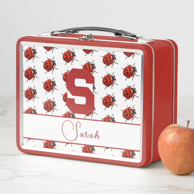 Monogrammed Ladybug Metal Lunchbox (In Situ)