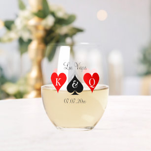 Monogrammed Las Vegas wedding party logo Stemless Wine Glass