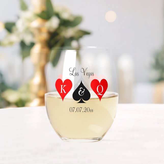 Monogrammed Las Vegas wedding party logo Stemless Wine Glass (Insitu (Wedding))