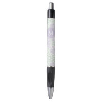 Monogrammed Lavender and Green Floral Damask
