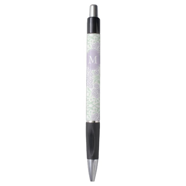 Monogrammed Lavender and Green Floral Damask (Front Vertical)
