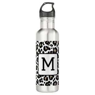 Monogrammed Leopard Print Black and White 710 Ml Water Bottle