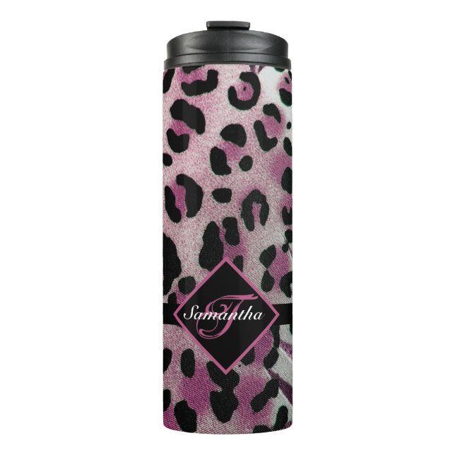 Monogrammed Leopard Print Thermal Tumbler (Front)