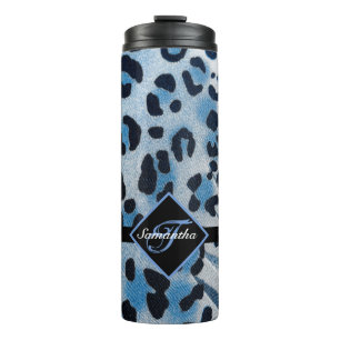 Monogrammed Leopard Print Thermal Tumbler
