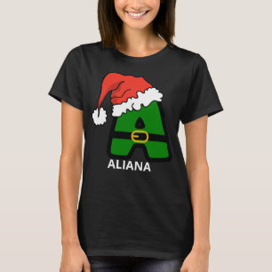 Monogrammed Letter A Personalised Name Christmas T-Shirt