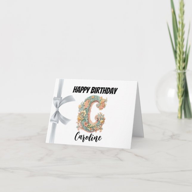 Monogrammed letter "C" Happy Birthday Card (Front)
