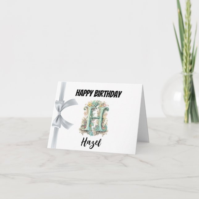 Monogrammed letter "H" Happy Birthday Card (Front)