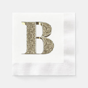 Monogrammed Letter Initial B Gold Sparkles Elegant Napkin