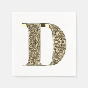 Monogrammed Letter Initial D Gold Sparkles Elegant Napkin