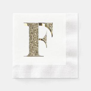 Monogrammed Letter Initial F Gold Sparkles Elegant Napkin