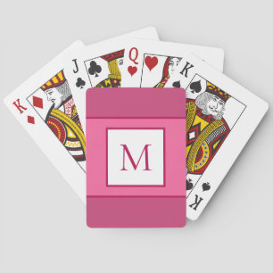 Monogrammed Letter Initial Modern Pink White Playing Cards