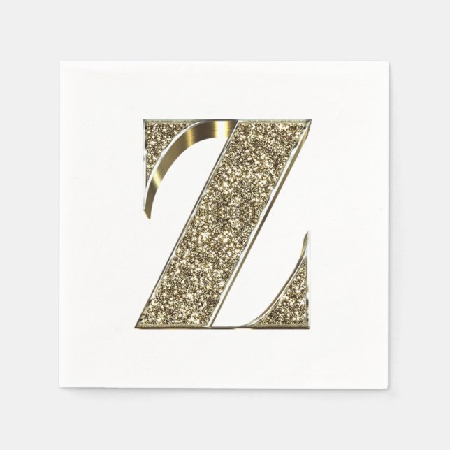 Monogrammed Letter Initial Z Gold Sparkles Elegant Napkin (Front)