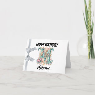 Monogrammed letter "M" Happy Birthday Card