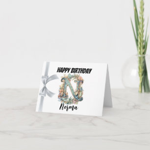 Monogrammed letter "N" Happy Birthday Card