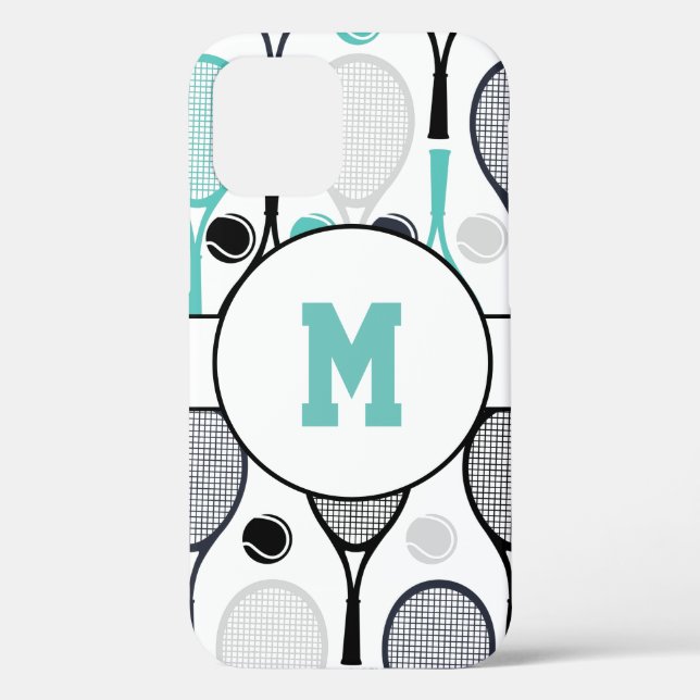 Monogrammed Letter Player Name Personalised Tennis Case-Mate iPhone Case (Back)