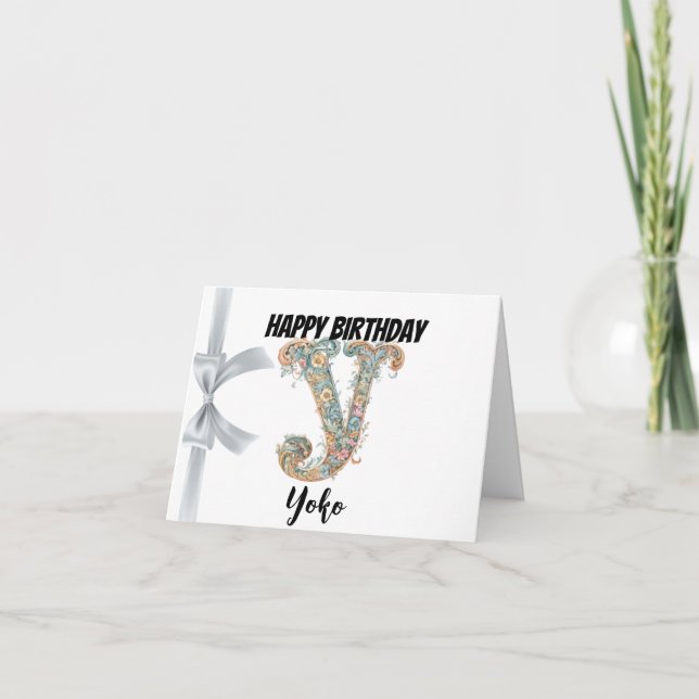 Monogrammed letter "Y" Happy Birthday Card (Front)