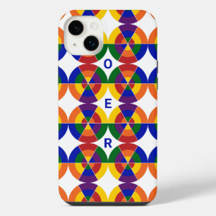 Monogrammed LGBT Pride Geometric Rainbow Pattern iPhone 14 Plus Case