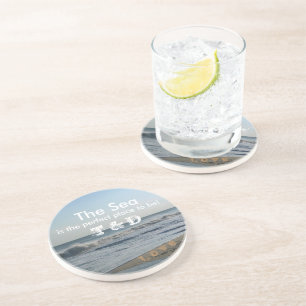 Monogrammed Life By the Sea Beach Sand Coasters