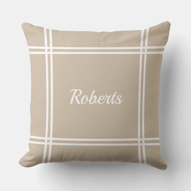Monogrammed light brown Accent Pillow (Front)