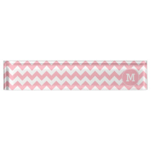 Monogrammed Light Pink Zigzag Pattern Nameplate